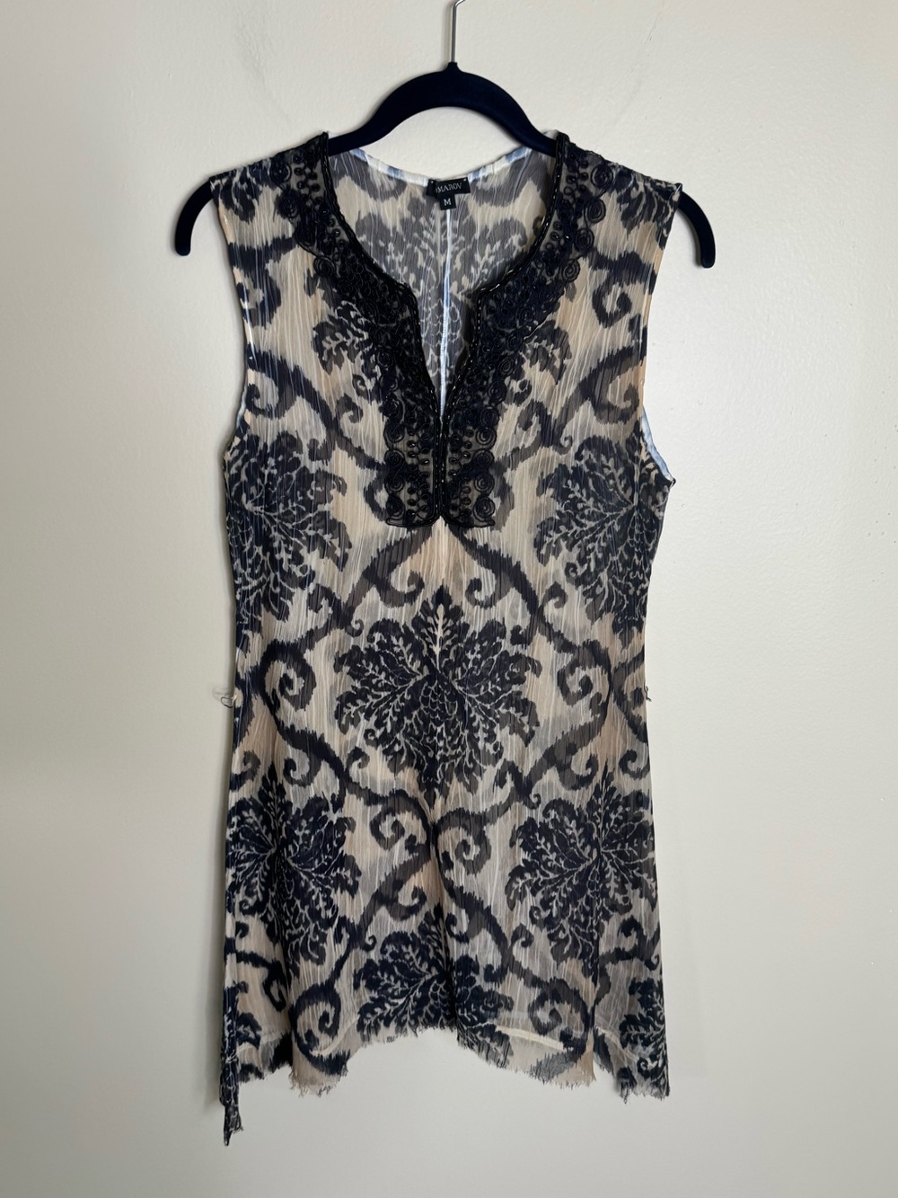 Komarov Embellished Crinkle Tunic Dress Y2K Whimsigoth size Medium